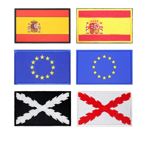 6 Pcs Parche España, Pvc Parche Bandera España Hook And Loop EU España Embroidered Sew On Hats Clothes Jeans, Tactica Militar Patch von GADITIEK