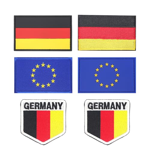 6 Stück Deutschland Patch, 2 Stück PVC Deutschland Flagge Patches Klett EU Germany Bestickt Aufnähen Hüte Kleidung Jeans, Taktisches Militär Bundeswehr Klett Aufnäher (German) von GADITIEK