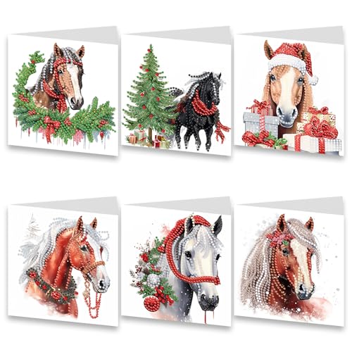 6 Stück Diamond Painting Weihnachtskarten, Diy Diamond Painting Weihnachten, 5D Diamond Painting Karten, Diamond Painting Weihnachtskarten Mit Umschlag Set für Kinder Und Erwachsene Geburtstag von GADITIEK