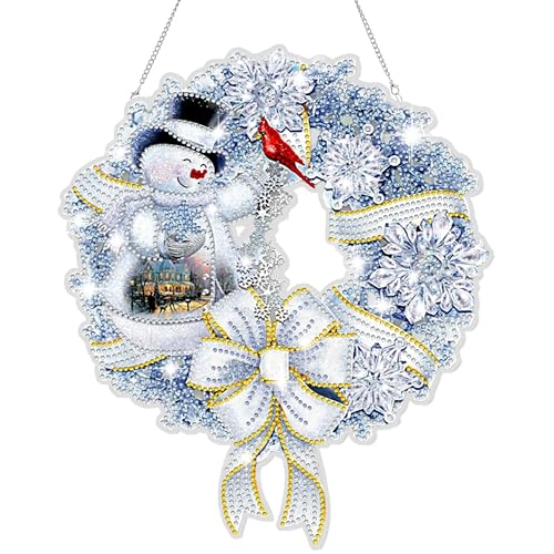 Diamond Painting Doppelseitig Anhänger Weihnachten Kranz Set, Bastelset Weihnachten Erwachsene 5D Diamond Painting Fensterbilder Ornamente Diamant Malerei für Wand Und Eingang Dekoration (White) von GADITIEK