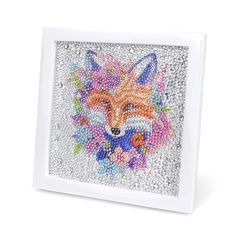 Diamond Painting Mädchen Jungs, Diamond Painting Tiere Mit Rahmen, 5D Diamant Painting Bilder, Heimwerken Cartoon Diamond Painting Bilder, Mosaikherstellung Art Für Home Wand Decor, Geschenk 18x18CM von GADITIEK