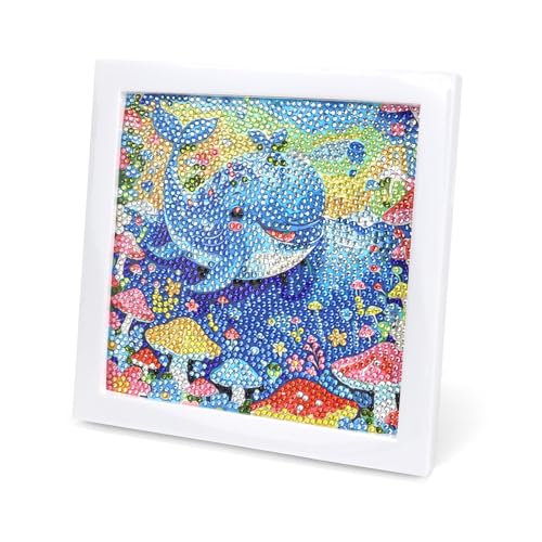 Diamond Painting Mädchen Jungs, Diamond Painting Tiere Mit Rahmen, 5D Diamant Painting Bilder, Heimwerken Cartoon Diamond Painting Bilder, Mosaikherstellung Art Für Home Wand Decor, Geschenk 18x18CM von GADITIEK