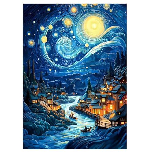 GADITIEK 5D Diamond Painting Set für Erwachsene, Ich liebe Strand Kunstsets, Erwachsene Full DIY-Diamantmalerei als Geschenk, Wanddekoration für Wohnzimmer und Schlafzimmer Wanddeko (Sternenhimmel) von GADITIEK