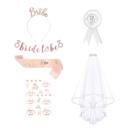 GADITIEK Accessoires für Bride to Be, Junggesellenabschied Frauen, JGA Accessoires Frauen Braut Schleier Schärpe, JGA Jungesellinnenabschied Brautschleier Deko, Bachelorette Party Hochzeitsdekoration von GADITIEK