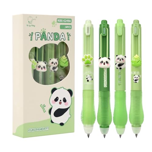 GADITIEK Radierbarer Kugelschreiber Pen, 5 Stück Tintenroller Radierbar Einziehbare, Bambussproß Panda Pfotenabdruck, Studenten Geschenk, Schulsachen Schul Bürobedarf (0.5mm Blau Panda) von GADITIEK