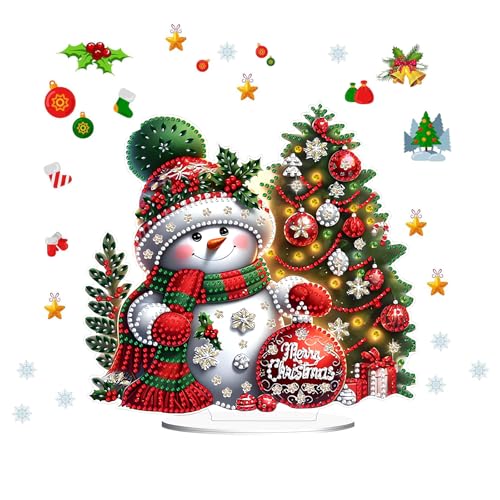 GADITIEK Schneemann Diamond Painting Weihnachten, Schneemann Tischdeko Weihnachten, 5D Schneemann Diamond Painting Weihnachten Tischdeko DIY Diamant Painting Weihnachtsdeko Erwachsene Set von GADITIEK