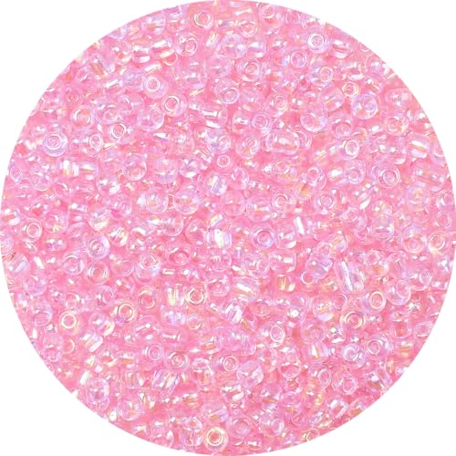 GAGANIU 2000 Stück rosa Glas-Rocailles, bunte kleine 4 mm Perlen für Schmuckherstellung, Perlenbedarf. von GAGANIU