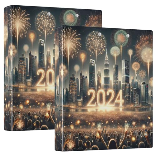 2024 Neujahr Feuerwerk 3 Ringbuch 2er Set 3,8 cm Ordner D-Ringbuch von GAIREG