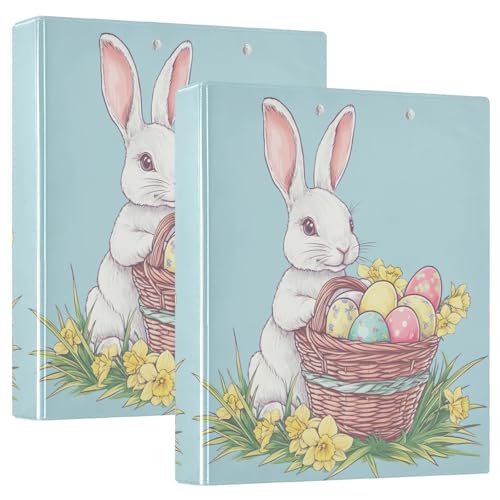 3-Ringbuch mit Aufschrift "Happy Bunny and Easter Eggs", 3,8 cm, D-Ringbuch, 2 Stück von GAIREG