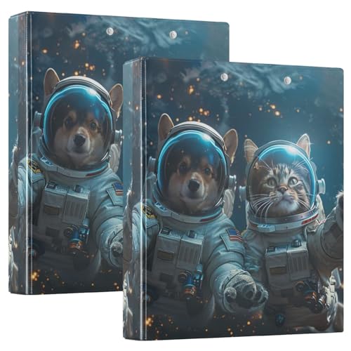 3-Ringbuch mit Hund und Katze im Astronautenanzug, 2 Stück, 3,8 cm D-Ringbuch für die Mittelschule von GAIREG