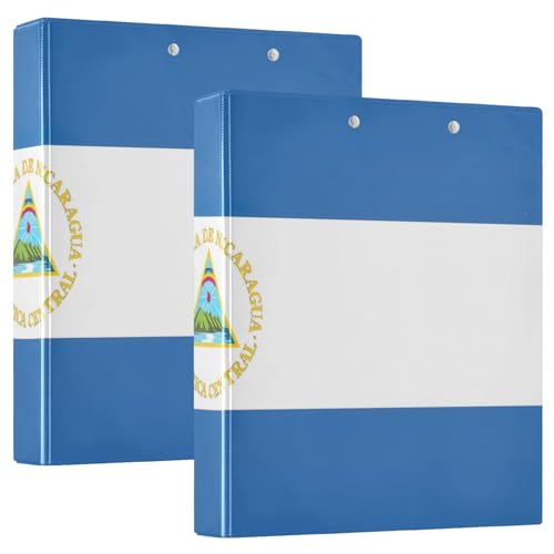 3-Ringbuch mit Nicaragua-Flagge, 3,8 cm, Ordner für College, 2 Stück von GAIREG