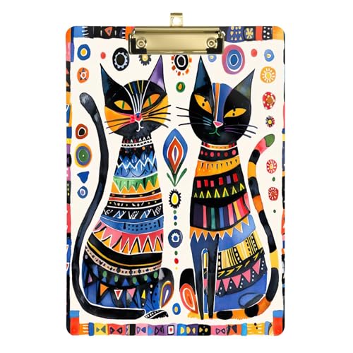 African Art Cats Klemmbretter, flache Klemmbretter für Kinder, A4, Briefgröße, 31,8 x 22,9 cm, goldfarbener Clip von GAIREG