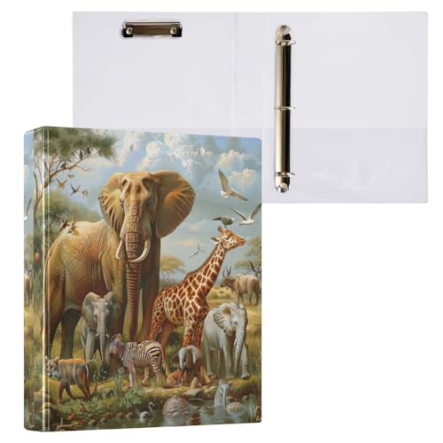 Afrikanische Tiere Lake 3-Ringbuch für Kinder, D-Ringbuch, 3,8 cm, Ordner für Schüler von GAIREG