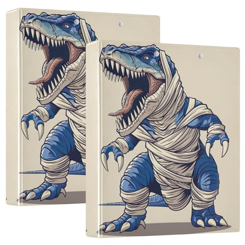 Angry Blue Dinosaurier mit Verband, 3-Ringbücher mit Taschen, 200 Blatt Kapazität, Ordner für Mittelschule, 2 Stück von GAIREG