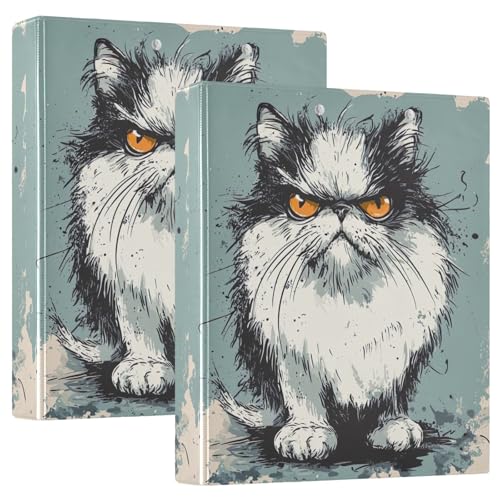 Angry Cat 3,8 cm Ringbuch mit 3 Ringen, Ordner mit Taschen, 2 Stück von GAIREG