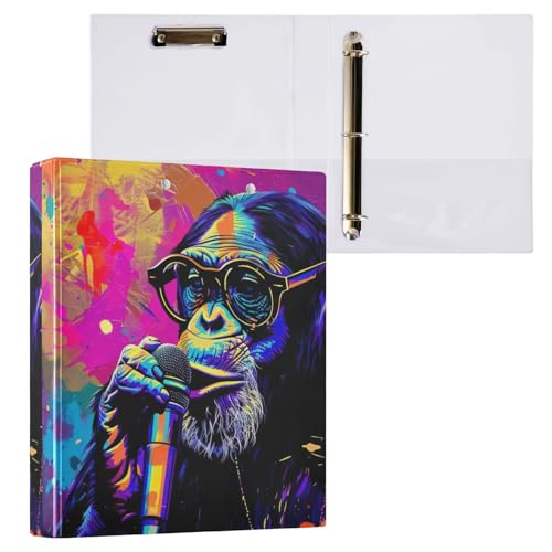 Animal Monkey Portrait 3-Ringbücher mit Taschen, 200 Blatt Kapazität, Ordner für Schule, ästhetisch von GAIREG