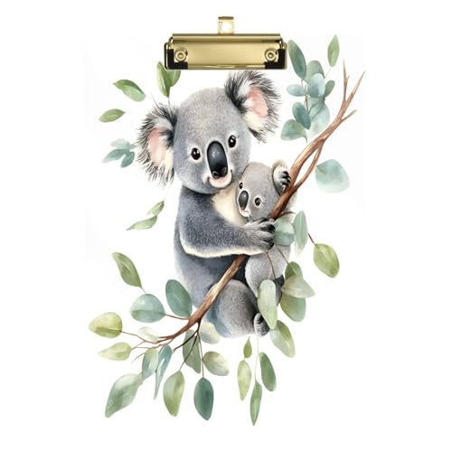 Aquarell-Klemmbretter mit niedlichem Koala und Sohn, flaches Profil-Klemmbrett für Stillstudenten, A4, Briefgröße, 31,8 x 22,9 cm, goldfarbener Clip von GAIREG