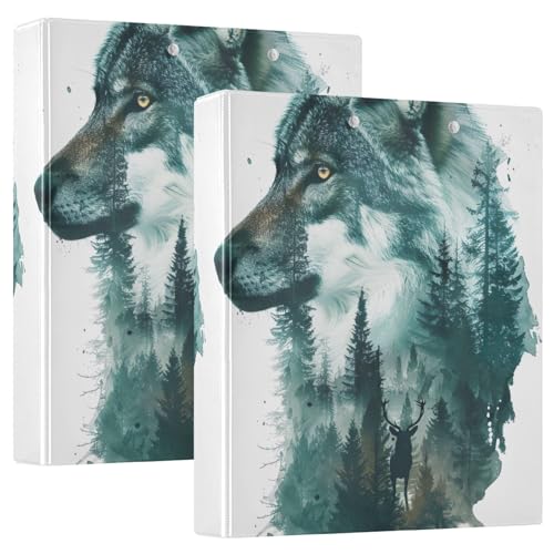 Aquarellmalerei Wolf Hirsch 3,8 cm 3-Ringbuch mit Taschen 200 Blatt Kapazität Medizinischer Ordner 2 Stück von GAIREG