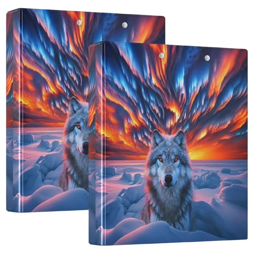 Aurora and Wolf 3,8 cm 3-Ringbücher Mädchen Ordner für Schulordner mit Taschen, 2 Stück von GAIREG