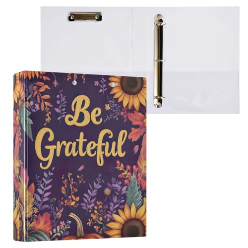 Be Grateful Ringbuch mit 3 Ringen, 3,8 cm, Herbst-Blumenmuster, 3,8 cm von GAIREG