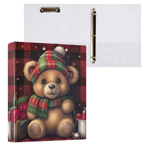 Bear in a Plaid Outfit Binders 3 Ringe 3,8 cm D Ringbuch Niedliche Ordner für die Schule von GAIREG