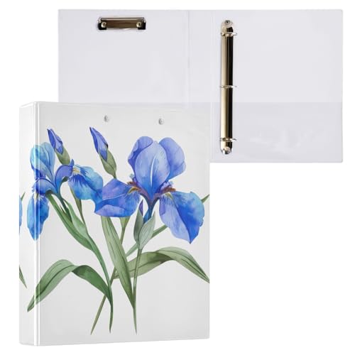 Blue Irises Elegante 3-Ringbücher für 200 Blatt runde Ringe, dekorative Ordner, 3,8 cm von GAIREG