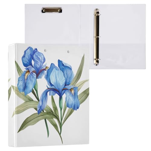 Blue Irises Ringbuch mit 3 Ringen, 3,8 cm, für 200 Blatt, Mädchen-Ordner für die Schule von GAIREG