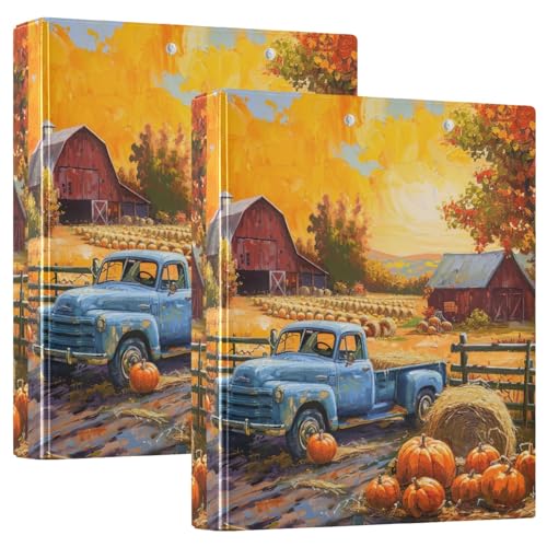 Blue Truck Fall Pumpkin 3-Ringbuch, Set mit 2 niedlichen Ordnern, 3,8 cm, dekorativer Ordner von GAIREG