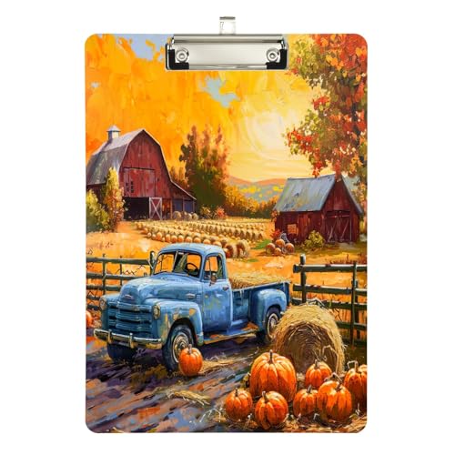 Blue Truck Fall Pumpkin Klemmbretter, Acryl-Klemmbretter für Klassenzimmer, A4 Briefgröße 31,8 x 22,9 cm, Silberclip von GAIREG