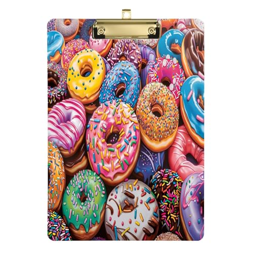 Bunte Donut-Klemmbretter, Acryl-Klemmbrett für Klassenzimmer, Büro, Krankenpflege, A4, Briefgröße, 31,8 x 22,9 cm, goldfarbener Clip von GAIREG