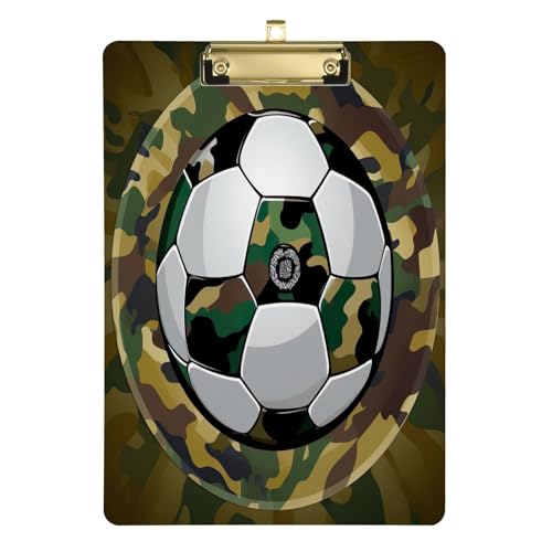 Camo Fußball-Klemmbretter, niedriges Profil, Fußball-Klemmbrett für Trainer, A4, Briefgröße, 31,8 x 22,9 cm, goldfarbener Clip von GAIREG