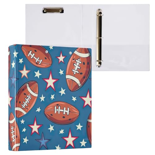 Cartoon American Football Stars on Blue 3-Ringbuch 3,8 cm Ordner für Mädchen von GAIREG