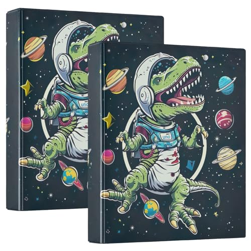 Cartoon Astronaut Dino in a Space 3-Ringbuch Klemmbrett Ordner, 3,8 cm D-Ringbuch, 2 Stück von GAIREG