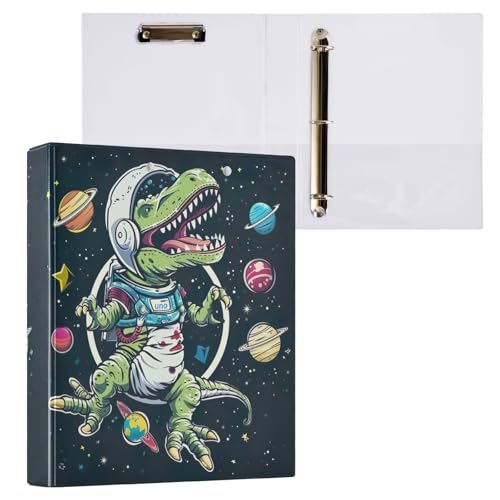 Cartoon Astronaut Dino in a Space Rezept 3-Ringbuch 3 Zoll Ordner Schulbedarf Binder von GAIREG