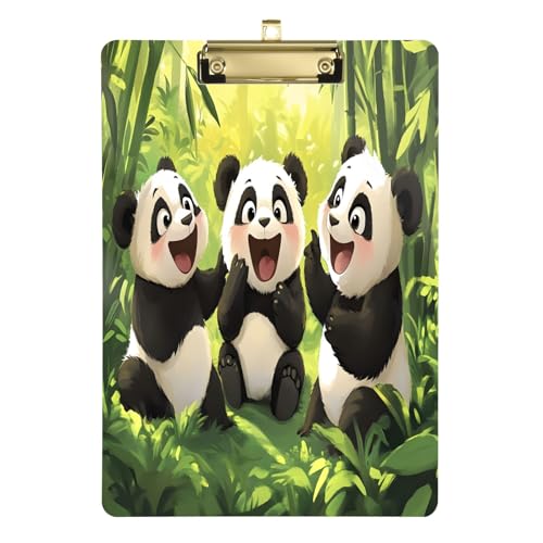 Cartoon Cute Pandas Acryl Klemmbrett Acryl Klemmbretter für Krankenschwestern A4 Briefgröße 12,5 x 9 Zoll Gold Clip von GAIREG