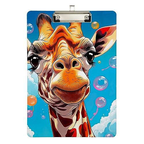 Cartoon Giraffe Klemmbretter, Acryl Klemmbretter für Klassenzimmer, A4 Briefgröße 12,5 x 9 Zoll Silber Clip von GAIREG