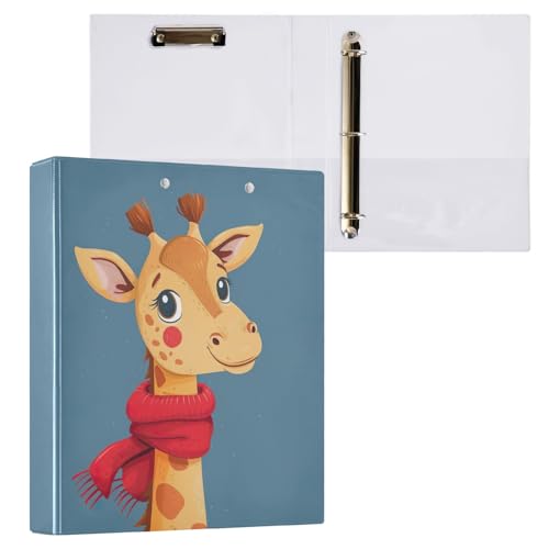 Cartoon-Giraffen-Drei-Ringbuch, 3,8 cm, für 200 Blatt, runde Ringe, Rezeptbuch von GAIREG