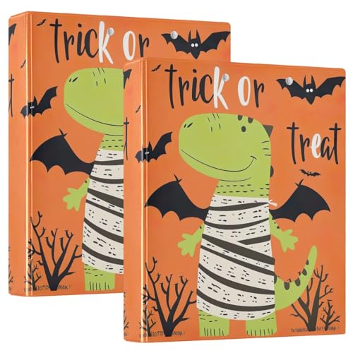 Cartoon Green Dino Halloween 3-Ringbuch 3,8 cm College-Ordner, 2 Stück von GAIREG