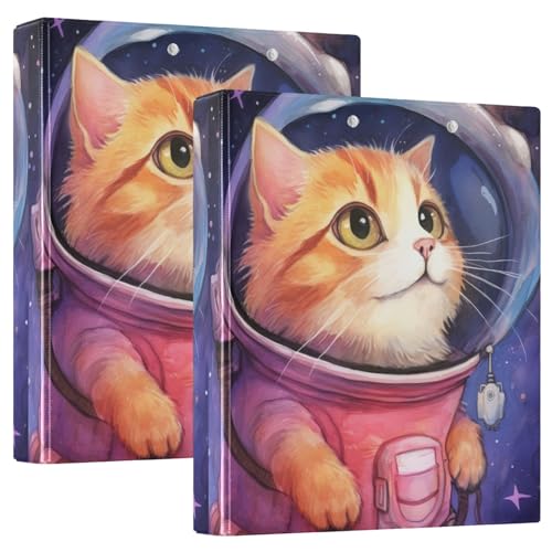 Cat in Space Leichte 3-Ringbücher 3,8 cm Ordner für Büro, 2 Stück von GAIREG