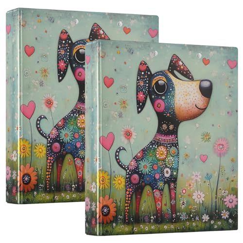 Colorful Art Dog 3-Ringbuch, 3,8 cm, College-Ordner, 2 Stück von GAIREG