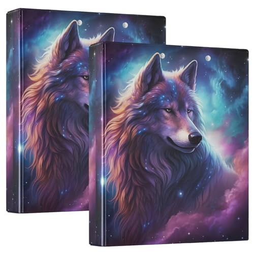 Colorful Cloud Wolf 3-Ringbuch mit Taschen, 200 Blatt Kapazität, Kochbuchordner, 2 Stück von GAIREG