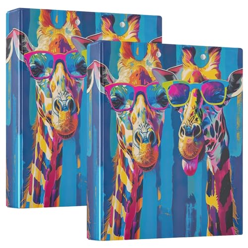 Colorful Line Art of Giraffes Ringbuch, 3 Stück, 3,8 cm D-Ringbuch, Schulordner von GAIREG