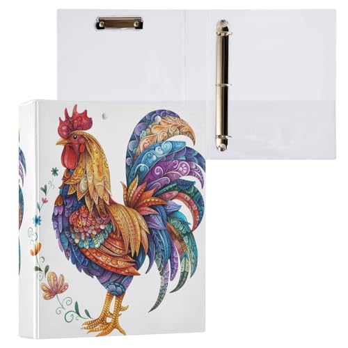 Colorful Rooster Art 3-Ringbuch, 3,8 cm, für 200 Blatt Büroordner von GAIREG