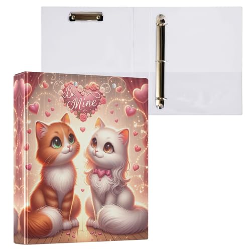 Cute Cats Valentine's Day be Mine 3-Ringbuch, 3,8 cm, für 200 Blatt, süße Ordner für Mädchen von GAIREG