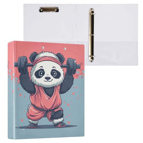 Cute Panda Gewichtheben Niedlicher 3-Ringordner 3,8 cm Ordner für Jungen 3-Ringbuch mit Taschen von GAIREG