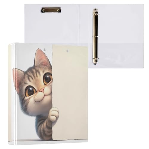 Cute Peeking Cat 3-Ringbücher mit Taschen, 200 Blatt Kapazität, D-Ringbücher von GAIREG