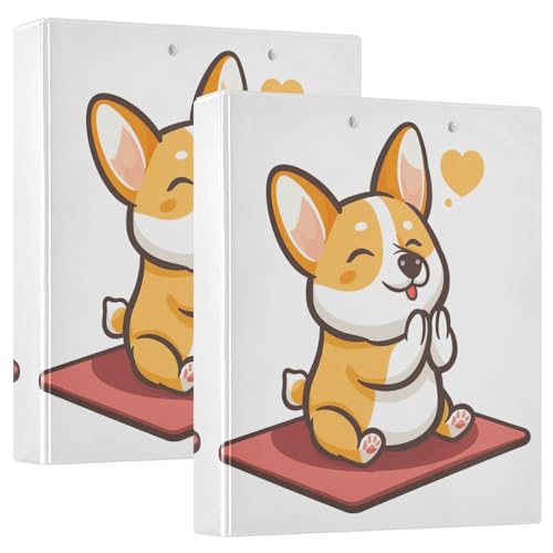 Cute Puppy Doing Yoga 3,8 cm 3-Ringbücher für 200 Blatt runde Ringe Büroordner 2 Stück von GAIREG