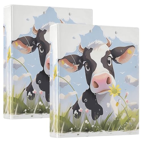 Daisy Cute Cow 3-Ringbuch, 2 Stück, 3,8 cm Ordner, Büroordner von GAIREG