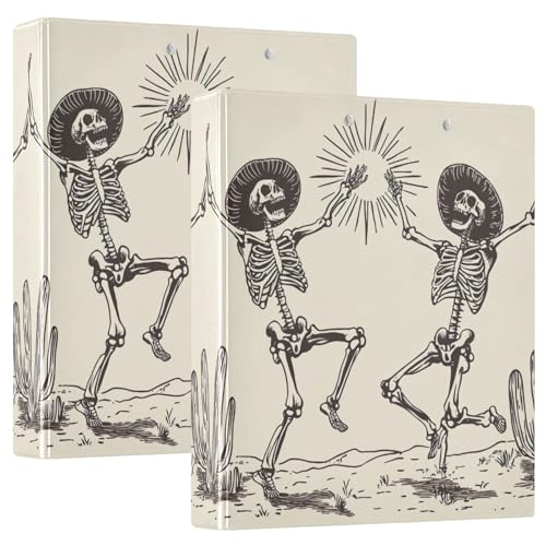 Dancing Skeletal Cowboys 3,8 cm Ordner, 3 Ringe, dekorativer Ringordner mit Taschen, 2 Stück von GAIREG