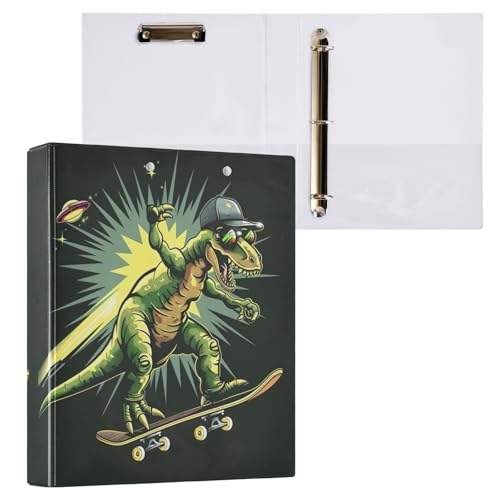 Dinosaurier-Reit-Skateboard, dunkel, dekorativ, 3,8 cm, D-Ringbuch für Schule, ästhetisch von GAIREG